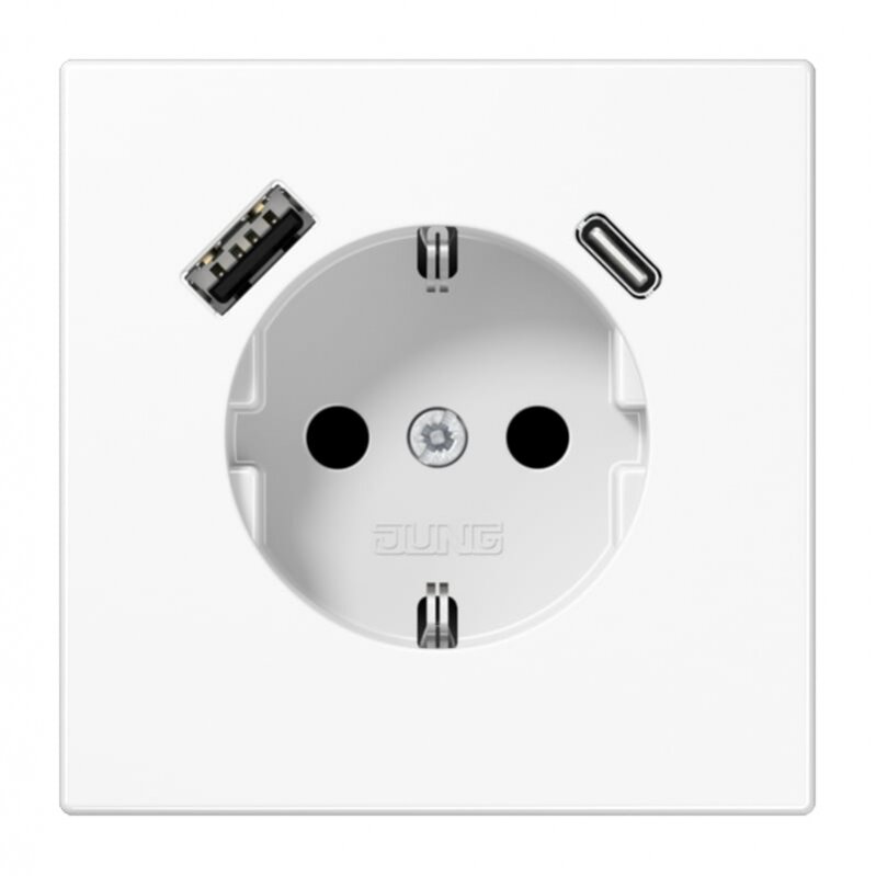 Kištukinis lizdas su USB+USB-C JUNG LS1520-15CAWW (baltas, 16A/250V) Kištukinis lizdas su USB+USB-C JUNG LS1520-15CAWW (baltas, 16A/250V)