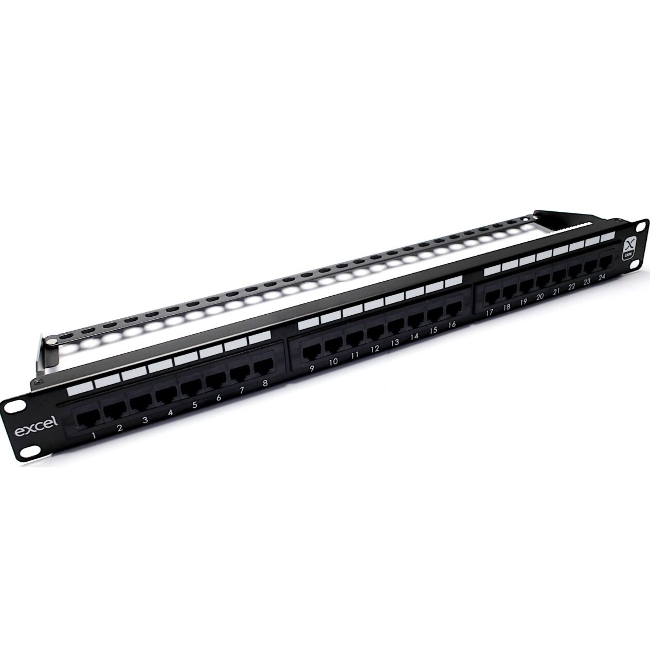 Komutacinė panelė Excel 100-304 (19", 1U, Cat.6, 24 portų)