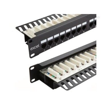 Komutacinė panelė 19" 1U 24 portų Excel 100-302 (Cat.6e)