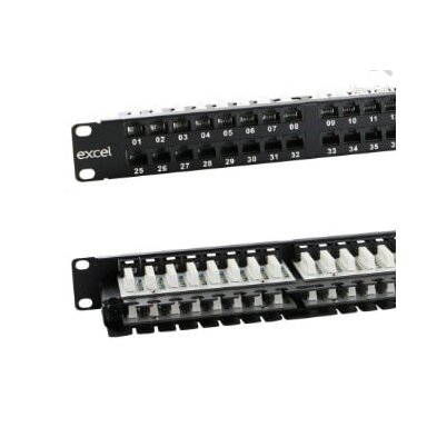 Komutacinė panelė 19" 1U 48 portų Excel 100-394 (Cat.6e)