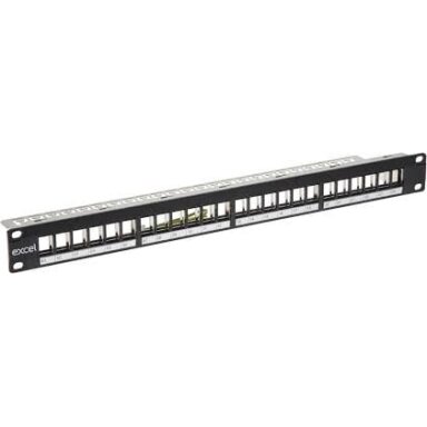 Komutacinė panelė 19" 1U EXCEL 100-095 (24 prievadų, be lizdų)