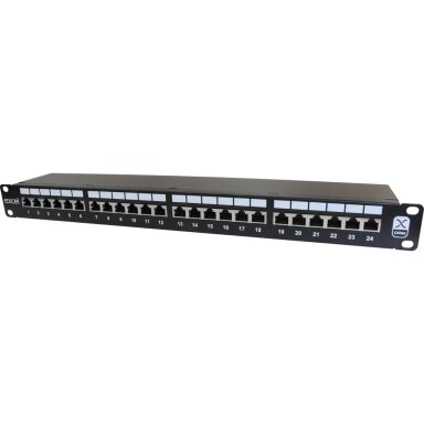 Komutacinė panelė 24 prievadų Excel 100-032 (19'', 1U, ekranuota, Cat6e, LSA)