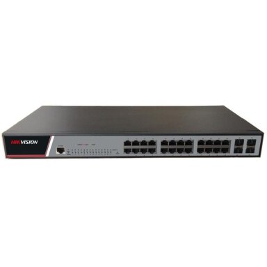 Switch 28 ports Hikvision DS-3E2528(B) (24xPoE 1000Mbps, 4xSFP, L2 managed, VLAN, RSTP, IGMP, QoS, ERPS)