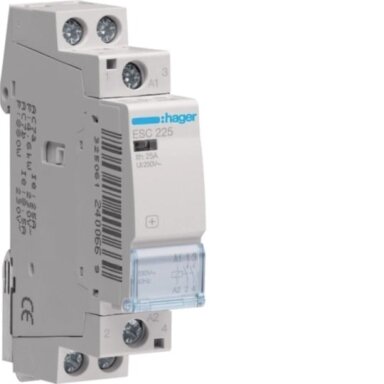 Contactor Hager ESC225 (1P, 25A, 230V, 2NO, 1 module)