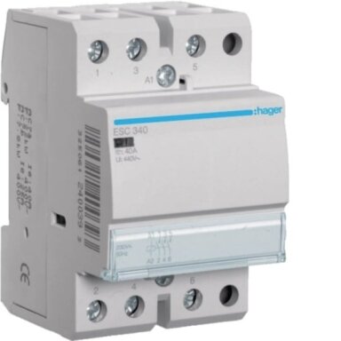 Contactor Hager ESC340 (3P, 40A, 230V, 3NO, 1 module)
