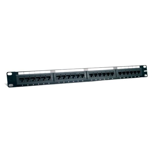 Komutacinė panelė 19" 1U UTP Cat6 LK-5005-Cat6 (24 prievadai, su kabelių laikikliu, 483x44x95 mm)