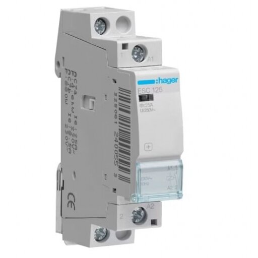 Contactor Hager ESC125 (1P, 25A, 230V, 1 mod)