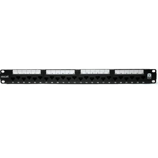 Komutacinė panelė 19'' 1U, EXCEL 100-155 (FTP, 6 kat., 24 portų, neekranuota, juoda) Komutacinė panelė 19'' 1U, EXCEL 100-155 (FTP, 6 kat., 24 portų, neekranuota, juoda)