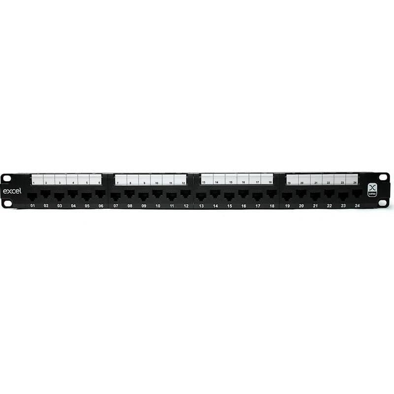 Komutacinė panelė 19'' 1U, EXCEL 100-155 (FTP, 6 kat., 24 portų, neekranuota, juoda) Komutacinė panelė 19'' 1U, EXCEL 100-155 (FTP, 6 kat., 24 portų, neekranuota, juoda)