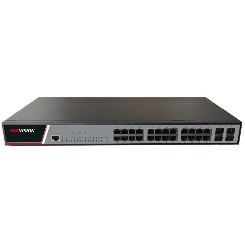 Komutatorius 28 prievadų Hikvision DS-3E2528(B) (24xPoE 1000Mbps, 4xSFP, L2 valdomas, VLAN, RSTP, IGMP, QoS, ERPS) Komutatorius 28 prievadų Hikvision DS-3E2528(B) (24xPoE 1000Mbps, 4xSFP, L2 valdomas, VLAN, RSTP, IGMP, QoS, ERPS)