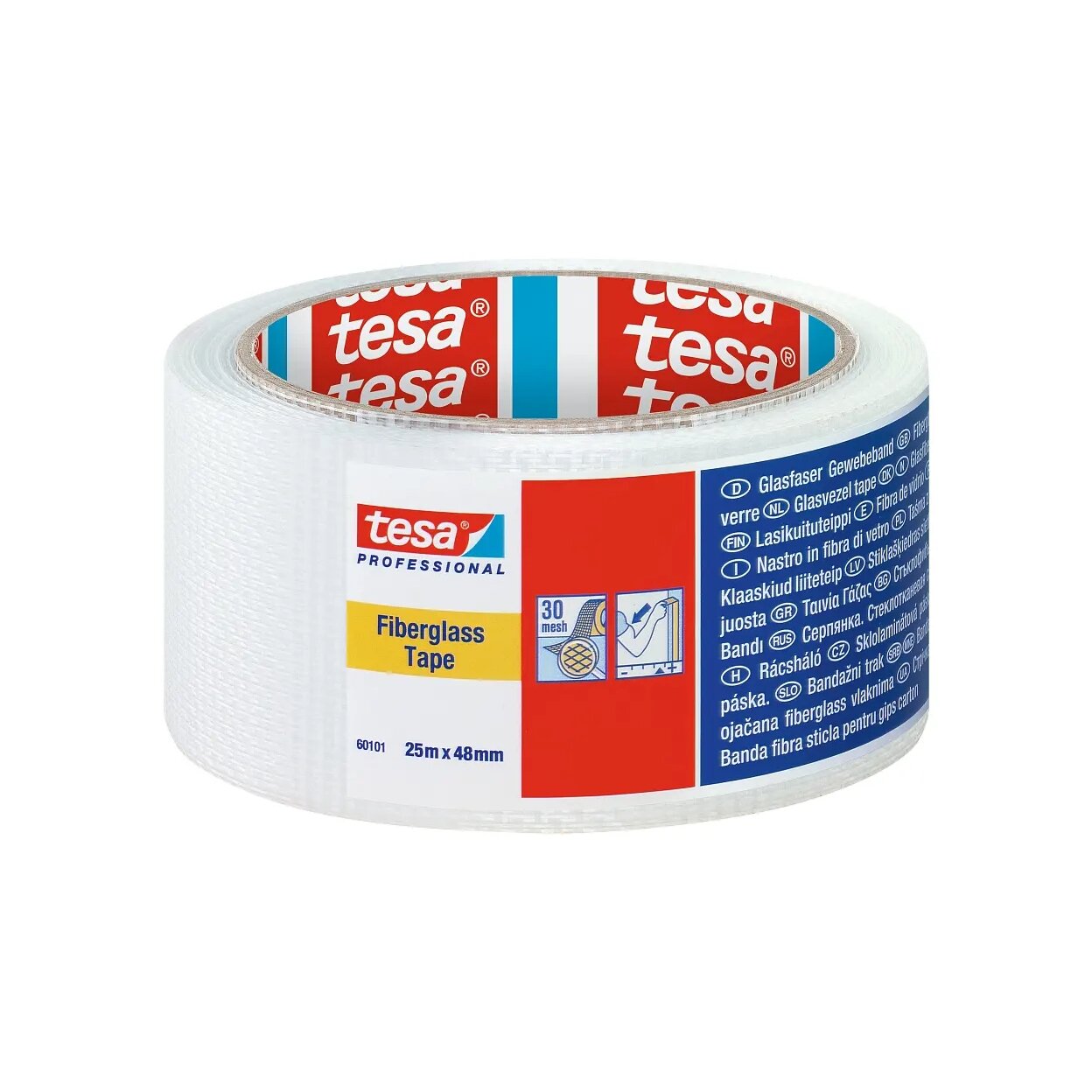 Adhesive glass tape for gluing seams TESA (White) 25m x 48mm 60101-00000-00 Adhesive glass tape for gluing seams TESA (White) 25m x 48mm 60101-00000-00