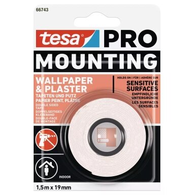 Double-sided TESA tape for sensitive surfaces 1.5m x 19mm 66743-00004-00