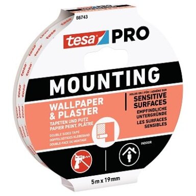 Double-sided TESA tape for sensitive surfaces 5m x 19mm 66743-00005-00