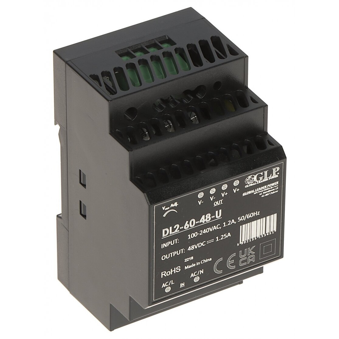 Maitinimo blokas 1.25A/48V ant DIN bėgelio DL2-60-48-U Maitinimo blokas 1.25A/48V ant DIN bėgelio DL2-60-48-U