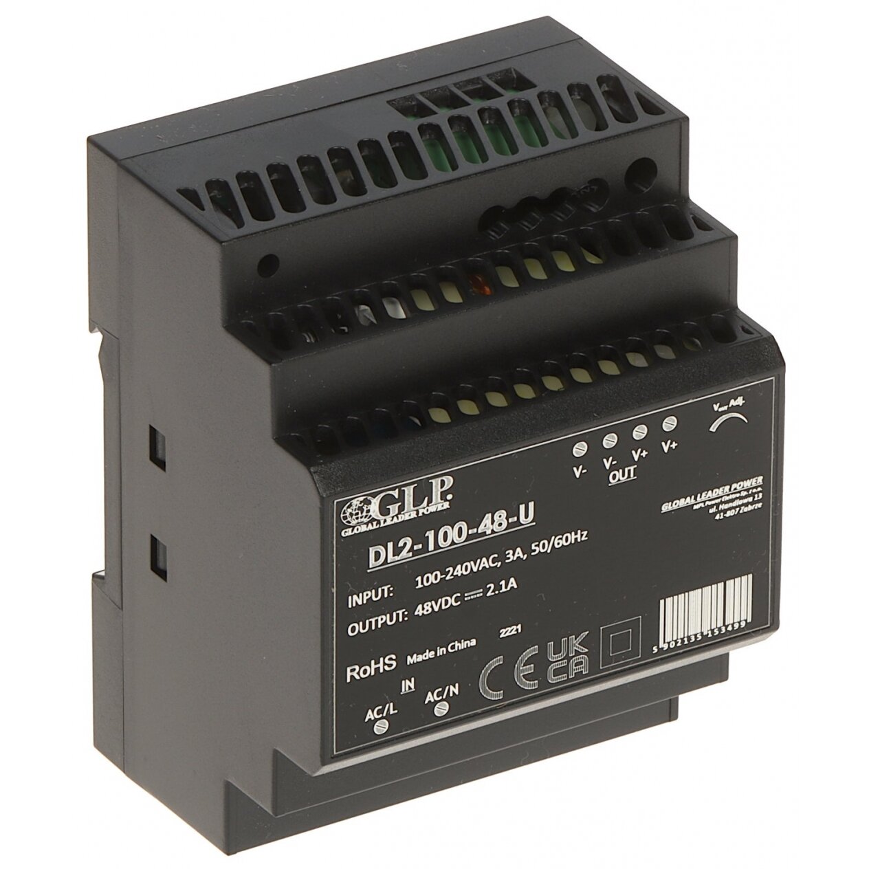 Maitinimo blokas 2.1A/48V ant DIN bėgelio DL2-100-48-U