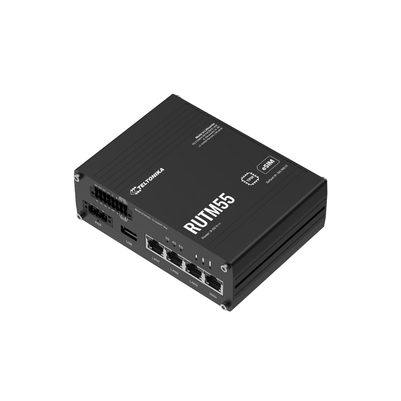 Maršrutizatorius Teltonika RUTM55 (5G, 1xWAN, 3xLAN, 2 SIM, Wi-Fi) Maršrutizatorius Teltonika RUTM55 (5G, 1xWAN, 3xLAN, 2 SIM, Wi-Fi)