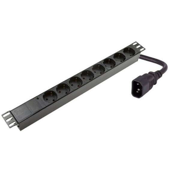 Maitinimo panelė spintai 19" (8x220V Schuko, įeinanti jungtis C14, plastikinis korpusas, 2m kabelis) Maitinimo panelė spintai 19" (8x220V Schuko, įeinanti jungtis C14, plastikinis korpusas, 2m kabelis)