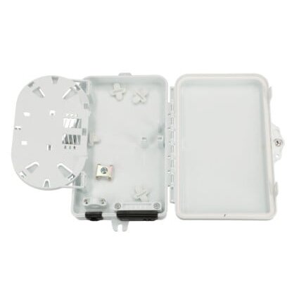 Optinė sieninė dėžutė EX 0691 (plastikinė, SC/LC duplex, 1 kabelio įėjimas, 2 adapteriai, kasetė, be adapterių, 167×102×31 mm)