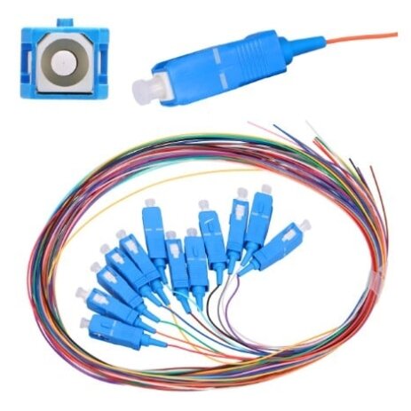 Optical pigtail SC/UPC 0.9mm SM G652D (1.5 m, 900 µm, 12 pcs, assorted colors)