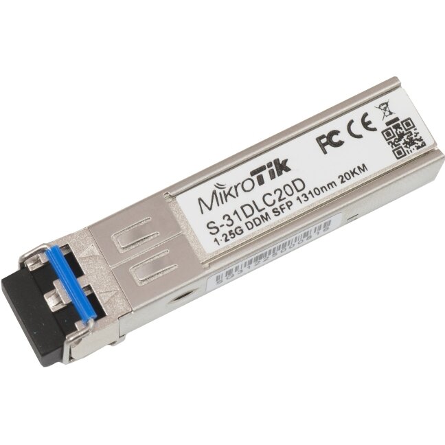 Optical transceiver MikroTik S-31DLC20D (SFP, 1.25Gbps, SM, 20km, 1310nm) Optical transceiver MikroTik S-31DLC20D (SFP, 1.25Gbps, SM, 20km, 1310nm)