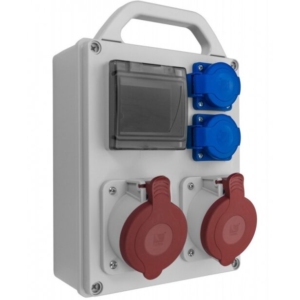 PawBol B.1702R-S plastic panel 4 mod + sockets (2x16A/250V 2x16A/5P)