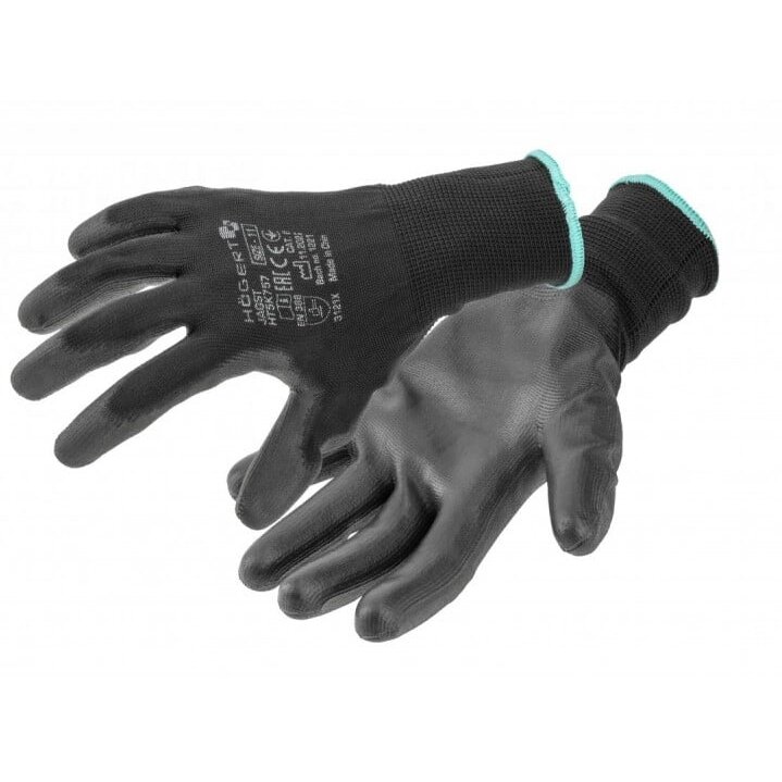 Polister coated gloves Hogert HT5K757-9-W (size 9, black)