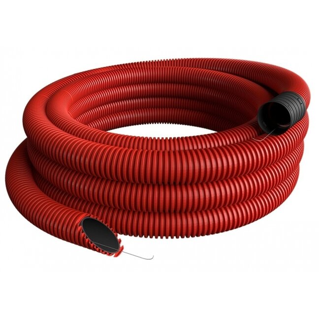 Raudonas gofruotas vamzdis D160/d135 su viela (be halogenų, 25m) Pipelife Raudonas gofruotas vamzdis D160/d135 su viela (be halogenų, 25m) Pipelife