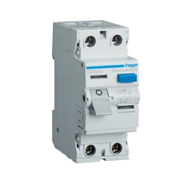 Current drain relay Hager CD225J (A, 25A, 2P, 30mA, 230V)