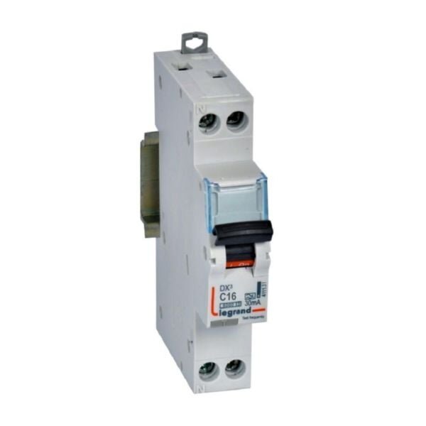 Srovės nuotėkio relė Legrand 411131 (1P+N, 16A, C, tipas A, 30mA, 230V, 6kA, 1 mod.)