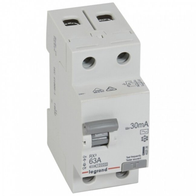 Srovės nuotekio relė RCD RX Legrand 402026 (AC, 63A, 2P, 30mA, 230V) Srovės nuotekio relė RCD RX Legrand 402026 (AC, 63A, 2P, 30mA, 230V)