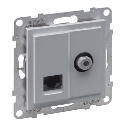 TV + RJ45 lizdas Suno Legrand 721329 (Aliuminis) TV + RJ45 lizdas Suno Legrand 721329 (Aliuminis)