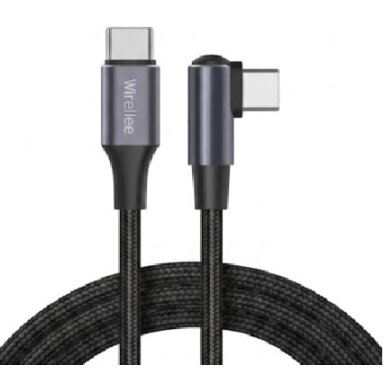 USB-C–USB-C L formos kabelis Wirellee (1 m, 100 W, PD 3.0, juodas) USB-C–USB-C L formos kabelis Wirellee (1 m, 100 W, PD 3.0, juodas)