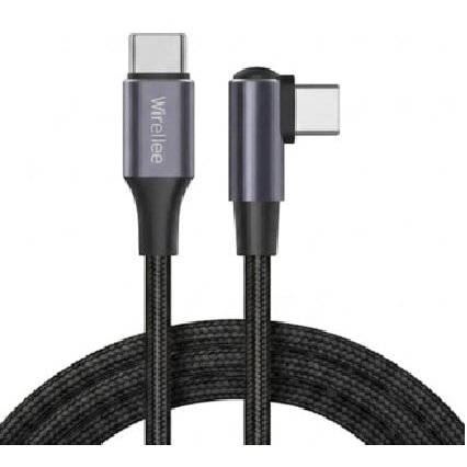 USB-C–USB-C L formos kabelis Wirellee (1 m, 100 W, PD 3.0, juodas)