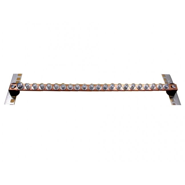 Varinė įžeminimo šyna su varžtais (1U, 49 cm) Varinė įžeminimo šyna su varžtais (1U, 49 cm)