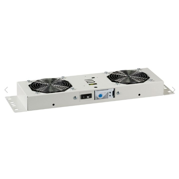 Fan unit 19' with 2 fans and thermostat (Rack, Grey)