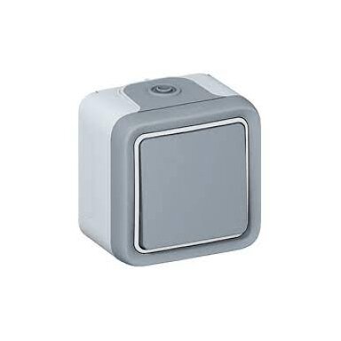 Surface 1-key switch Legrand 069720 (IP55, gray)