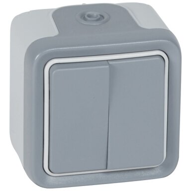 Surface 2-key switch Legrand 069715 (IP55, gray)
