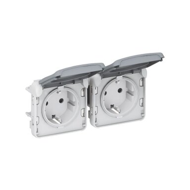 Surface 2 slot socket Plexo Legrand 069576 (IP55, gray, in a box)