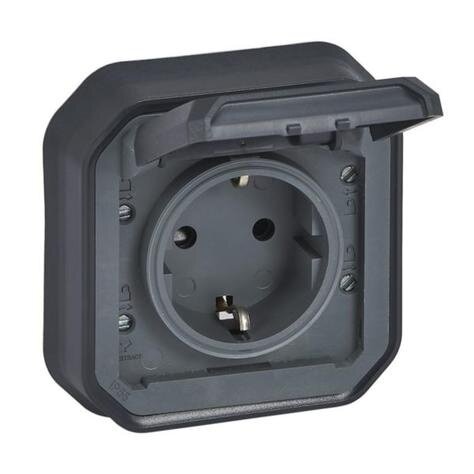 Overhead socket with grounding and cover Legrand 069859L (Anthracite)