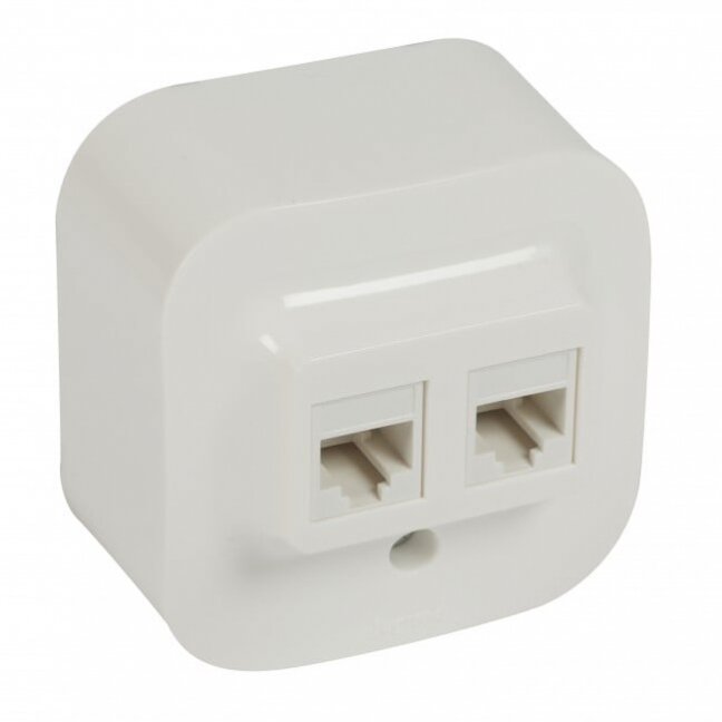 Virštinkinis kompiuterinis lizdas 2xRJ45, UTP 5E cat, Forix Legrand 782428 (balta) Virštinkinis kompiuterinis lizdas 2xRJ45, UTP 5E cat, Forix Legrand 782428 (balta)
