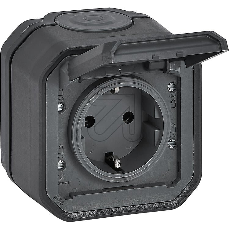 Surface 1 slot socket PlexoLegrand 069799L (IP55, black, with grounding)